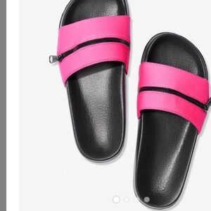 Victoria’s Secret PINK Hot Pink Zip Slides Logo